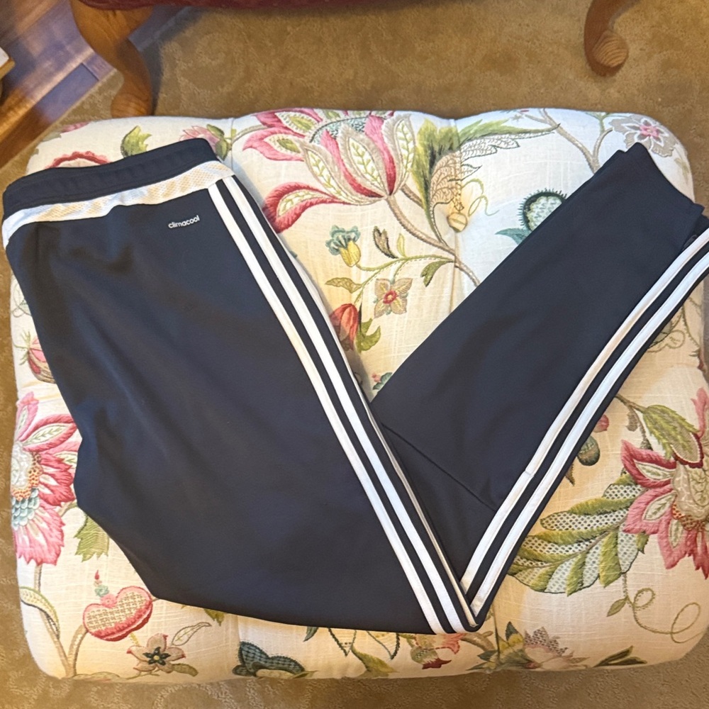 Adidas Black Track Pants with White Accents